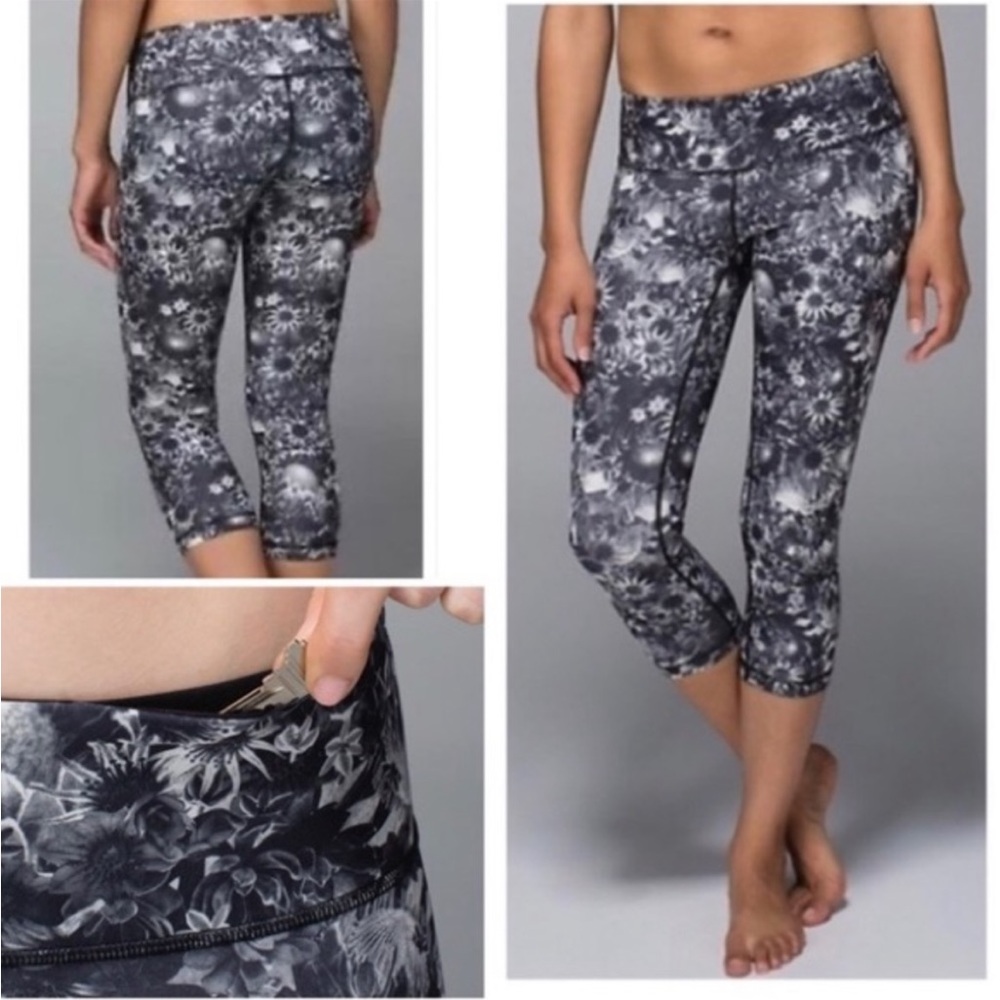 Lululemon Athletics Wunder Under crop leggings Luxtreme in Flowabunga sz 8 EUC